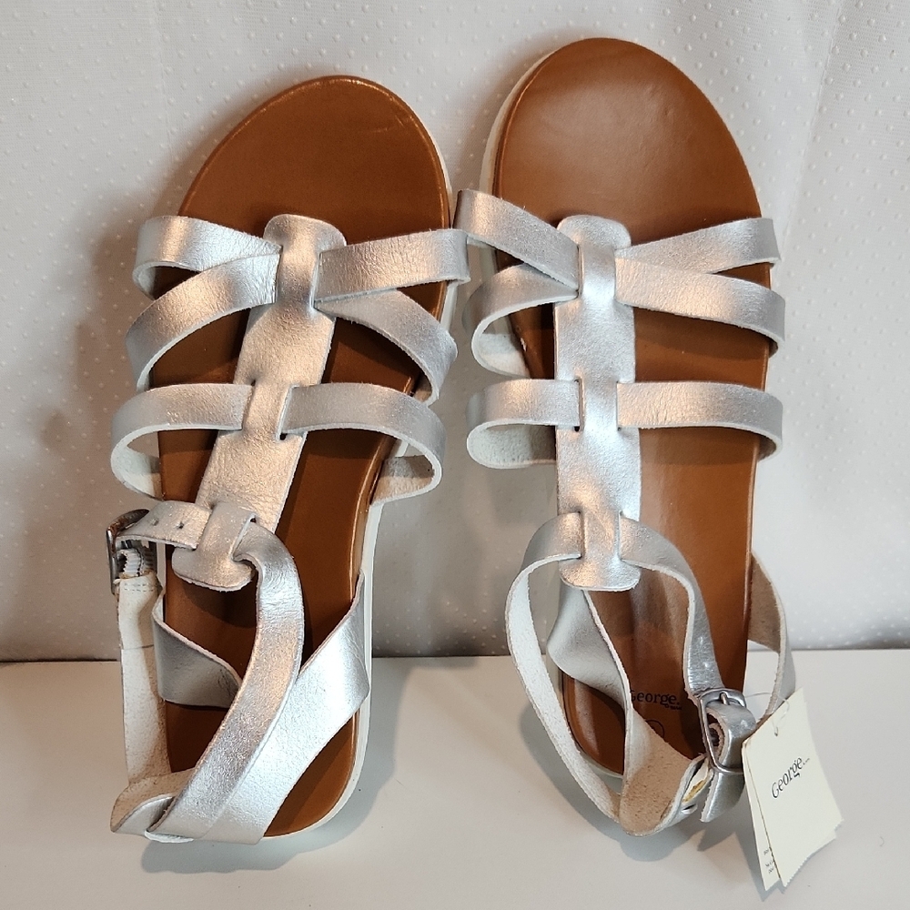 George Kid's Silver Summer Sandals. Size 2.